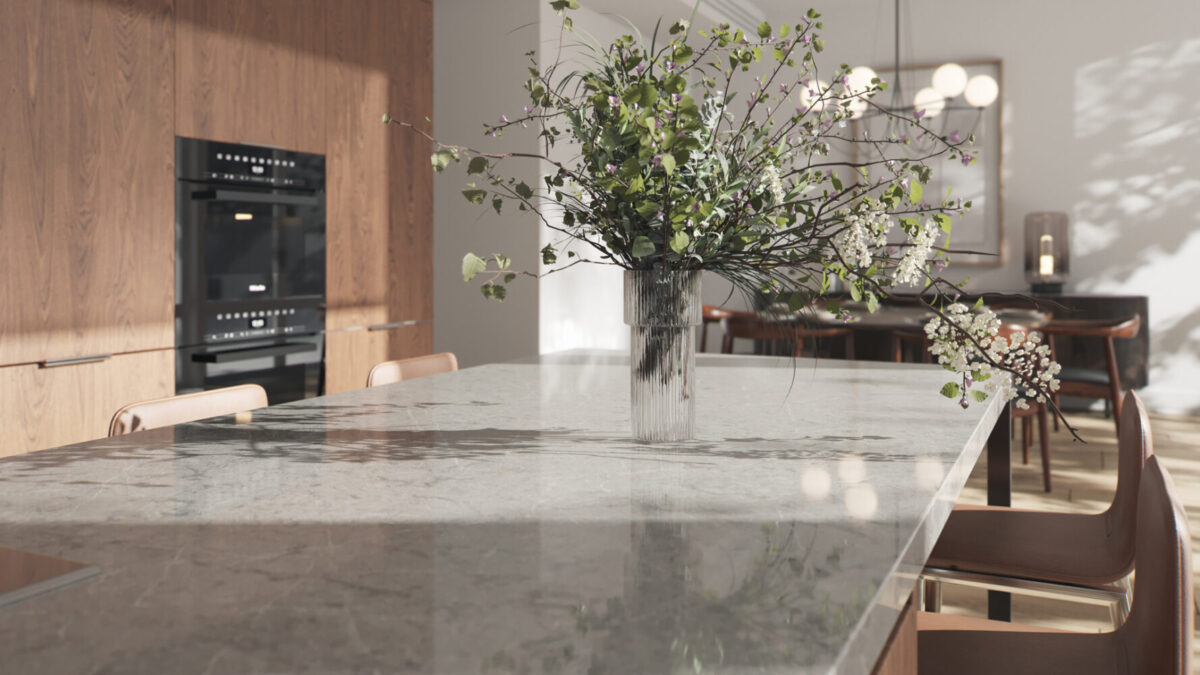 Symphony Grey 120x56.5 Gray Polished Quartz Slab 1