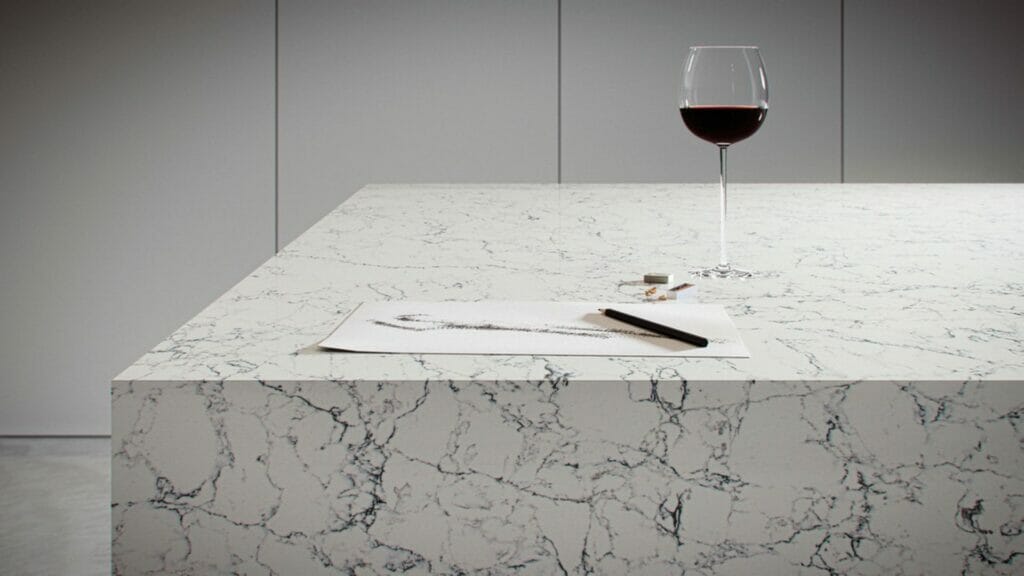 White Attica 131.5x64.5 Polished Quartz Slab 7