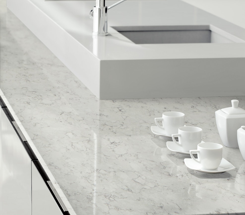 Blanco Orion 120x55 White Polished Silestone Slab 2