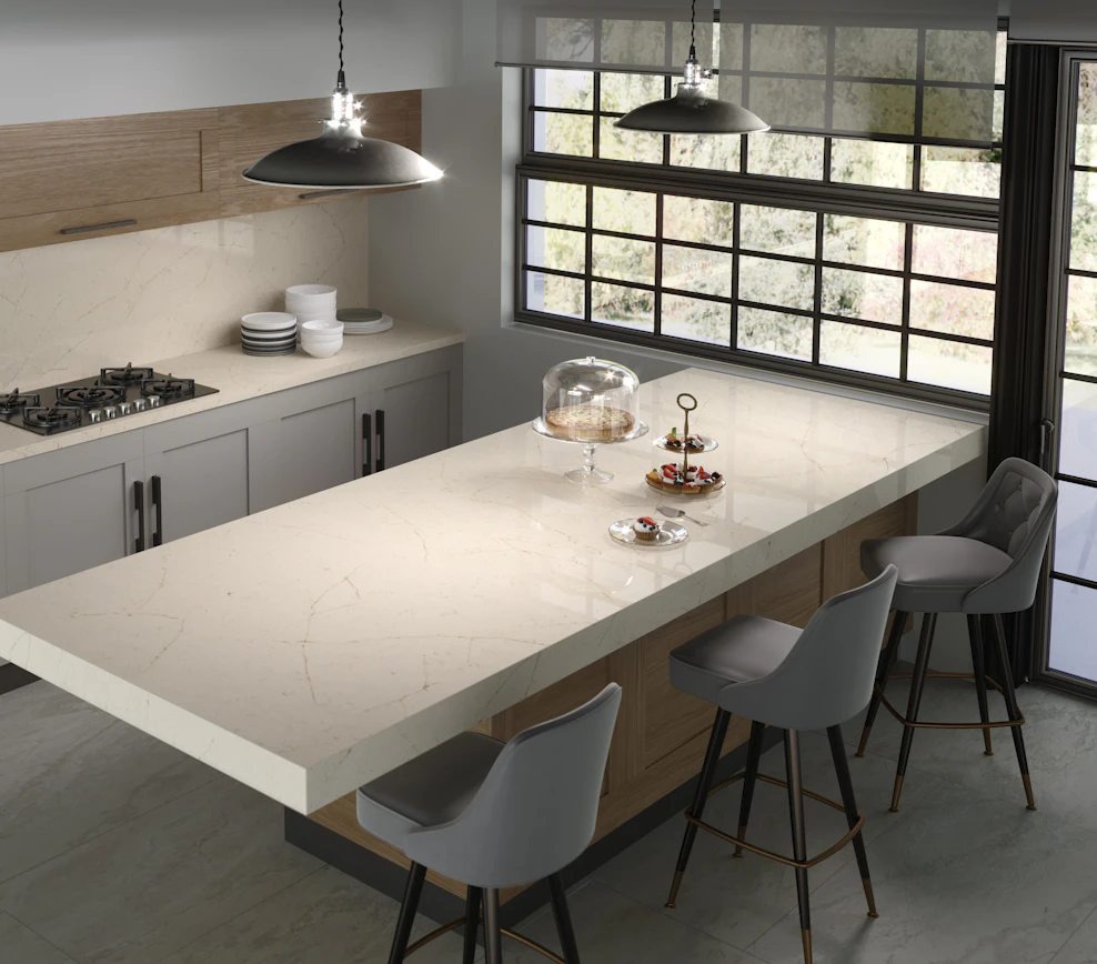 Et. Marfil 128x63 White Polished Silestone Slab 0