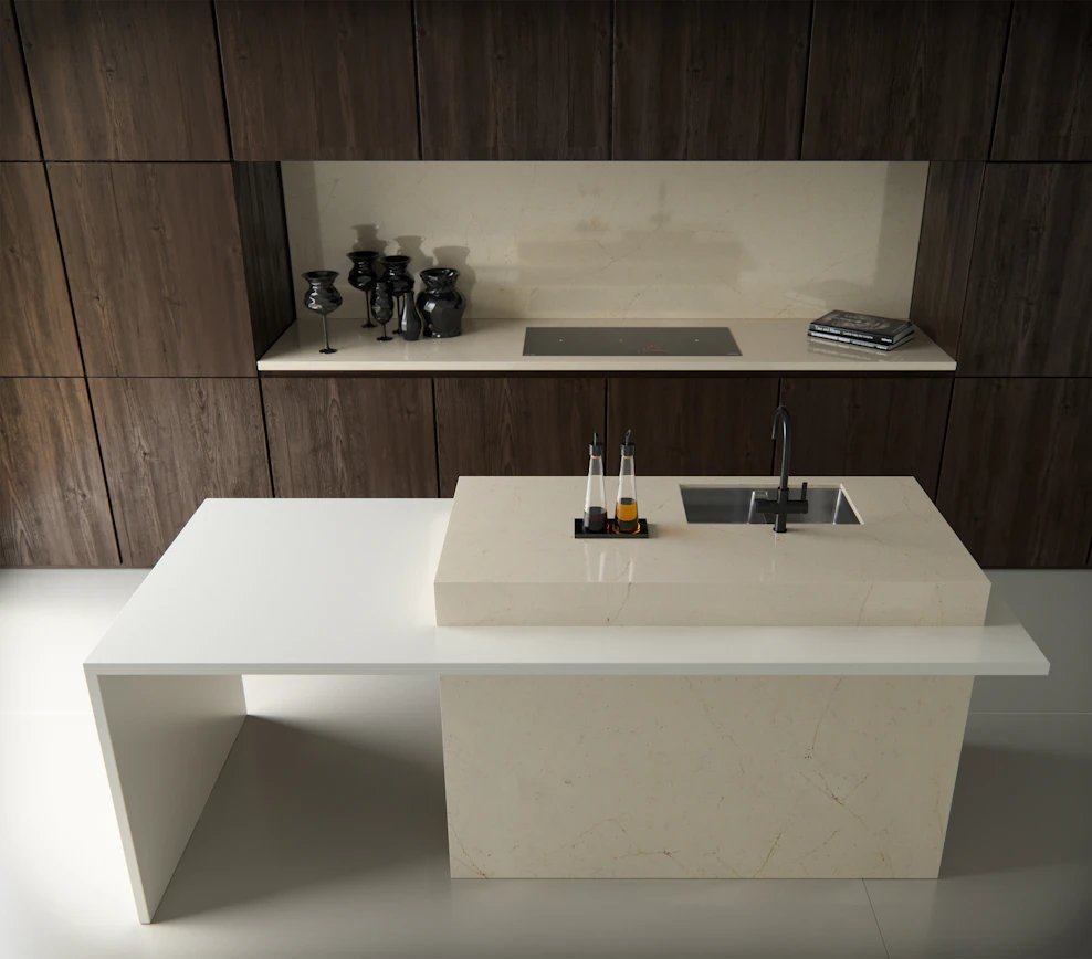 Et. Marfil 128x63 White Polished Silestone Slab 1