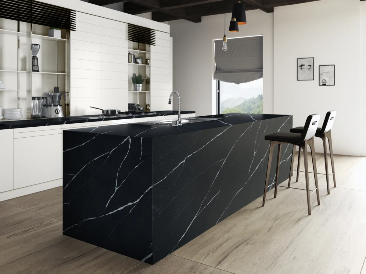 Et. Marquina 128x63 Black Polished Silestone Slab 0