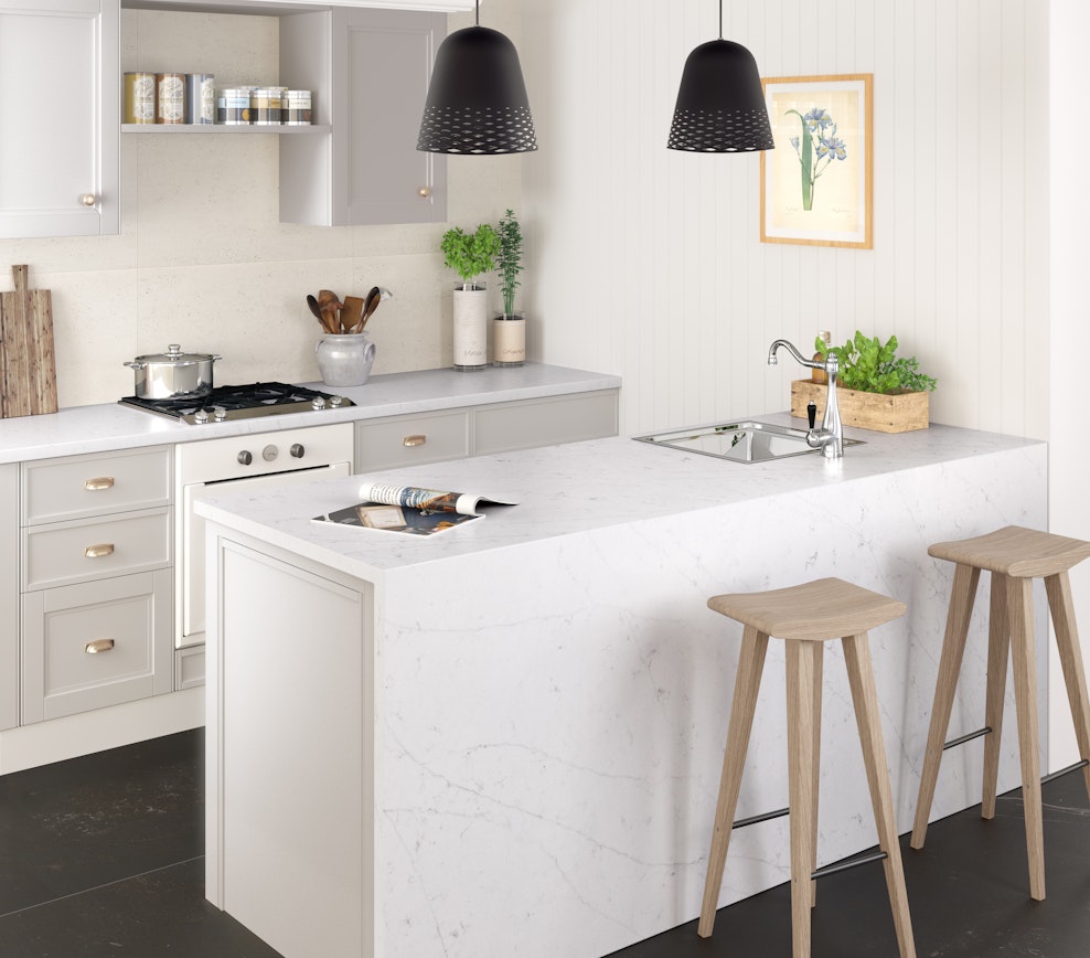 Et. Statuario 128x63 White Suede Silestone Slab 0