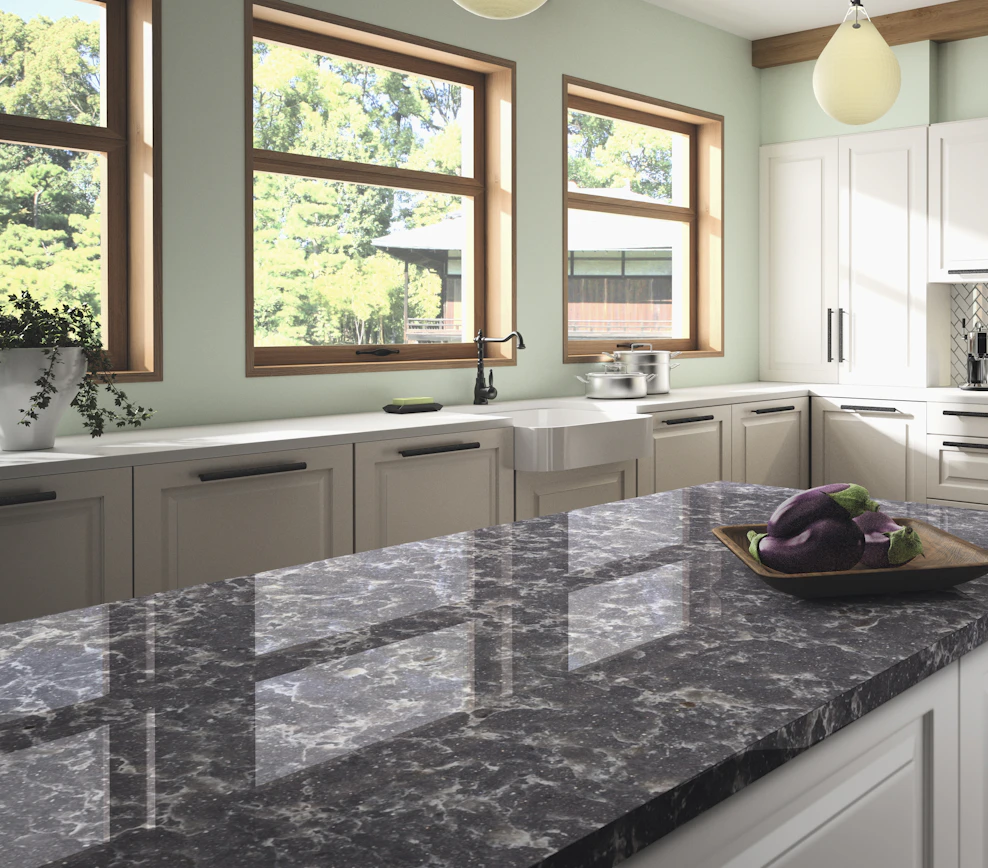 Ocean Storm 128x63 Gray Polished Silestone Slab 0