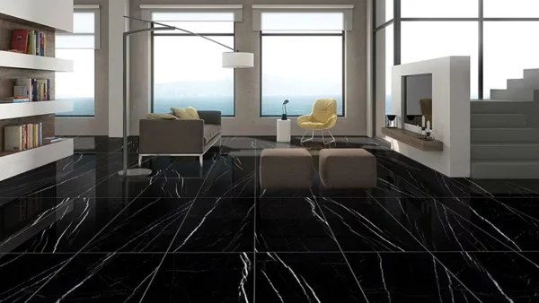 Arya Nero Marquina 24X48 23.6X47.2 Polished Porcelain Tile 6