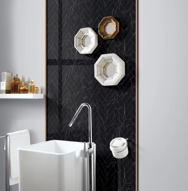 Arya Nero Marquina 24X48 23.6X47.2 Polished Porcelain Tile 3