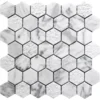 Indi Carrara 1.9X1.9 Polished, Etched Marble Mosaic 3