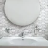 Pacific Rim Carrara 2X4+0.6X2 Polished, Etched Marble Mosaic 2