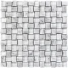 Balinese Carrara 0.8X1 Polished, Etched Marble Mosaic 3