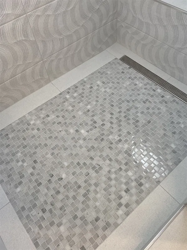 Balinese Carrara 0.8X1 Polished, Etched Marble Mosaic 0