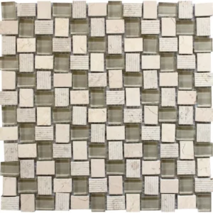 Balinese Crema 0.8X1 Polished, Etched Marble Mosaic 2