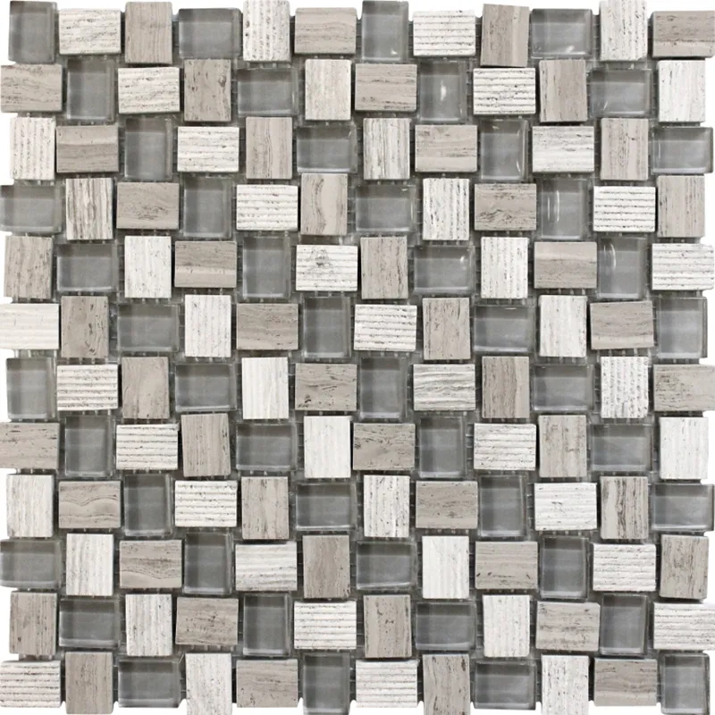 Balinese Wooden Grey 0.8X1 Polished, Etched Marble Mosaic 1