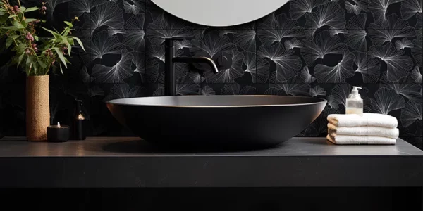 Gingko Black 5.9x5.9 Etched Limestone Mosaic 9