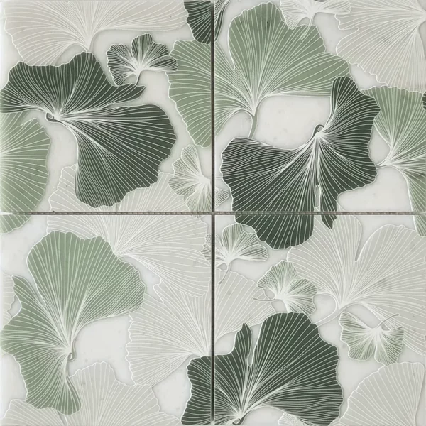 Gingko Green 5.9x5.9 Etched Marble Mosaic 1