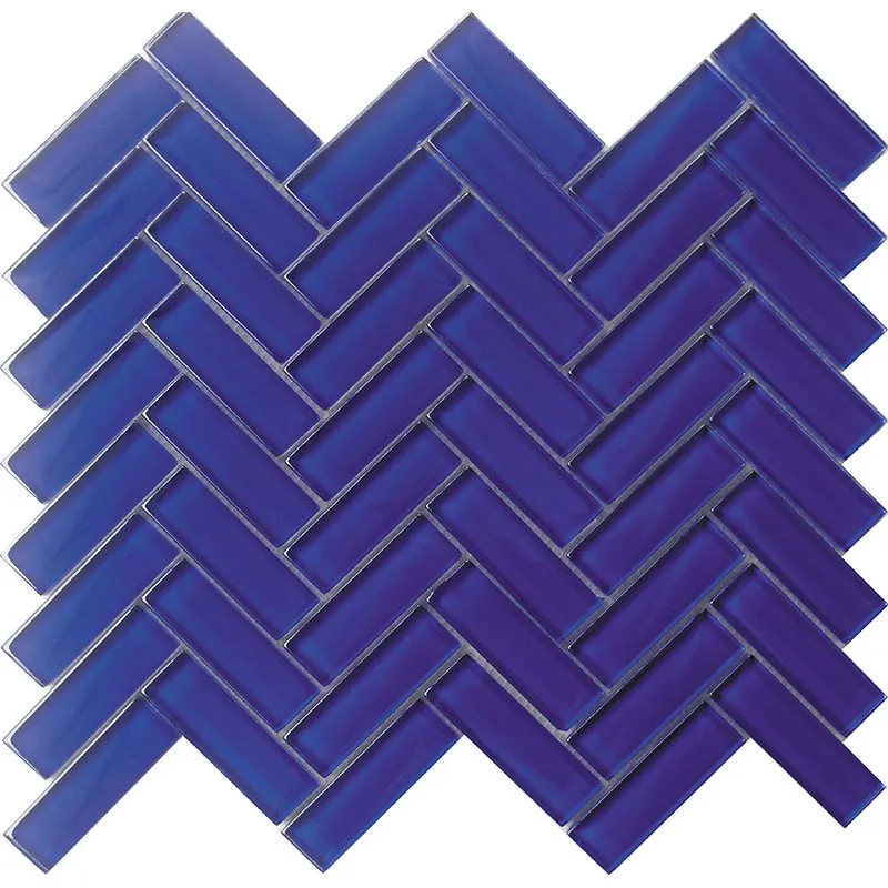 Cobalt Blue 1X3 Herringbone Gloss Glossy Glass Mosaic 2