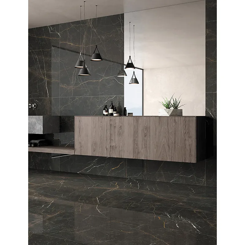 Imperial Gold Nero 23.7X47.25 Black Rectangle Polished Porcelain Tile 2