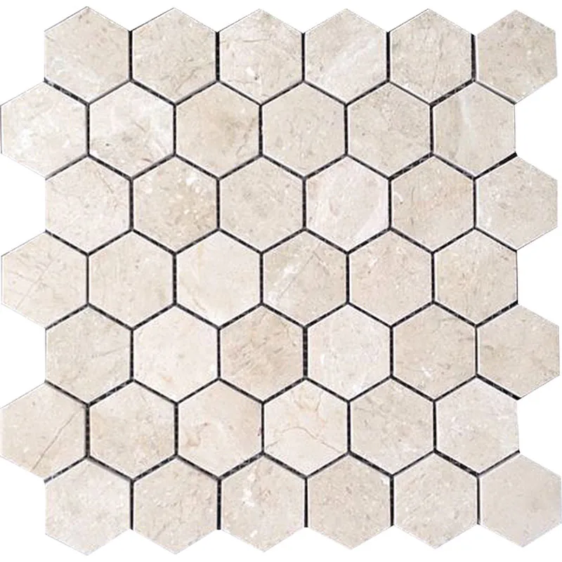 Crema 2X2 Hex Polished 1.9X1.9 Marble Mosaic 1