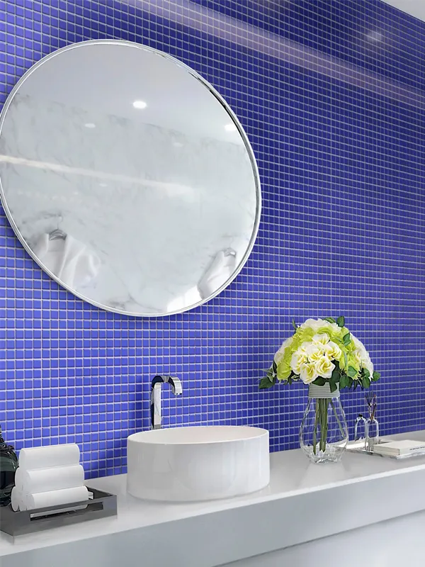 Cobalt Blue Matte 1X1 Glass Mosaic 1