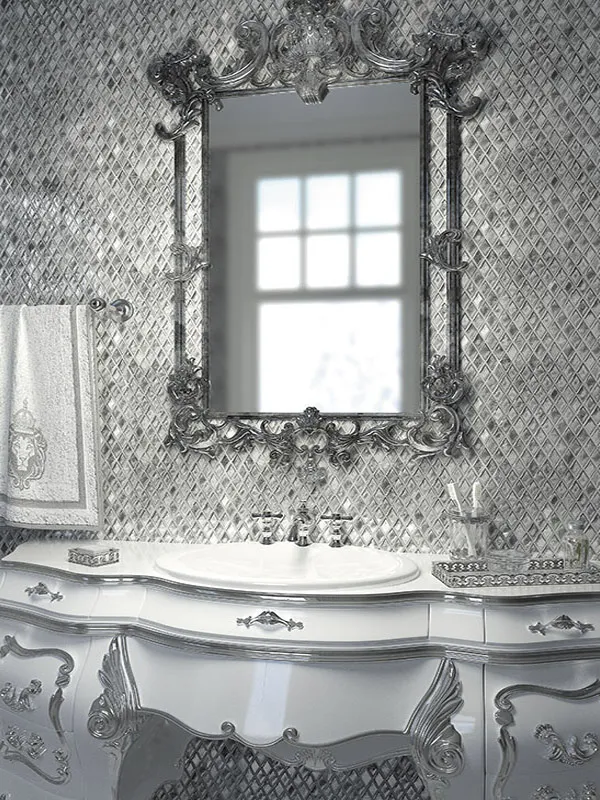 Diamante Silver 1X1.5 Glossy Glass Mosaic 2