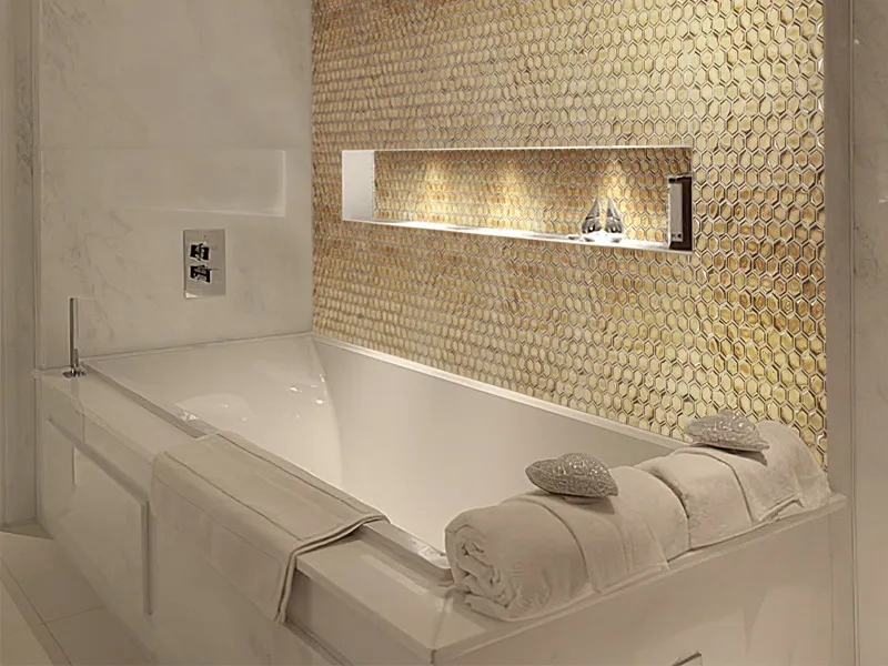 Cordoba Gold 1X1 Glossy Glass Mosaic 2