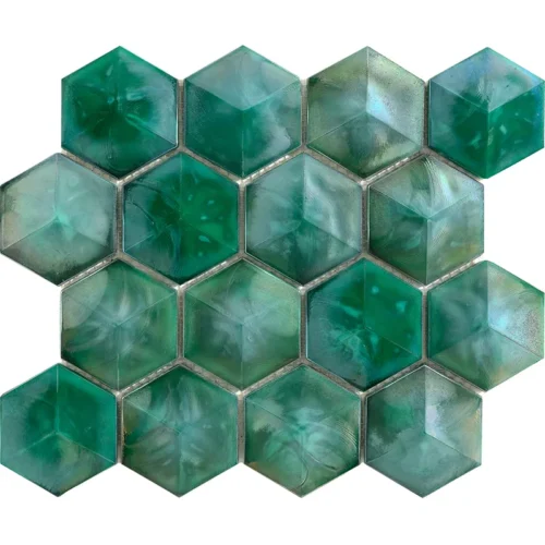 Allure Green Hexagon 2.9X2.9 Glossy Glass Mosaic 0