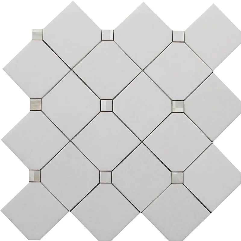 Pearl Square 0.6X0.6+2.6X2.6 Polished Thassos, Shell Mosaic 2