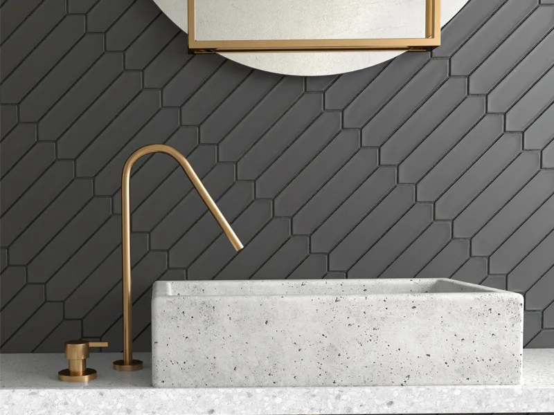 Alfama Pickets Black 2X10 Matte Ceramic Tile 1