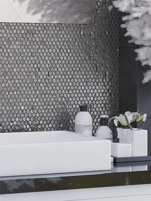 Ronda Silver 0.8X0.8 Glossy Glass Mosaic 1