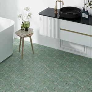 Aquaterra Green Hex 9X7.9 Glossy Shell, Terrazzo tile 3