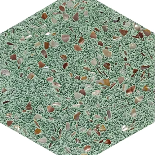 Aquaterra Green Hex 9X7.9 Glossy Shell, Terrazzo tile 0