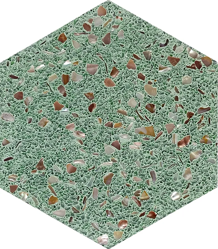 Aquaterra Green Hex 9X7.9 Glossy Shell, Terrazzo tile 0