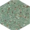 Aquaterra Green Hex 9X7.9 Glossy Shell, Terrazzo tile 1