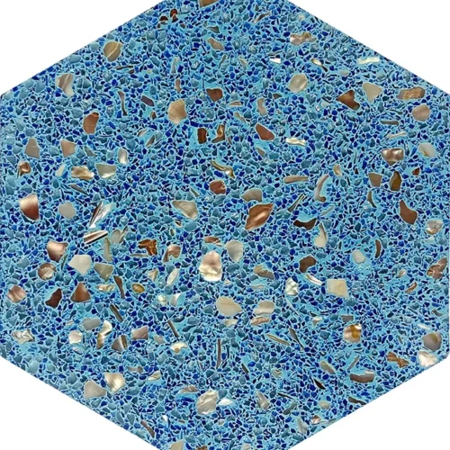 Aquaterra Blue Hex 9X7.9 Glossy Shell, Terrazzo tile 0