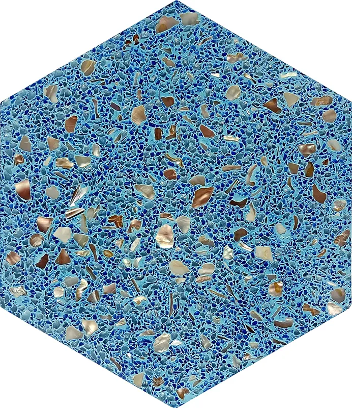 Aquaterra Blue Hex 9X7.9 Glossy Shell, Terrazzo tile 0