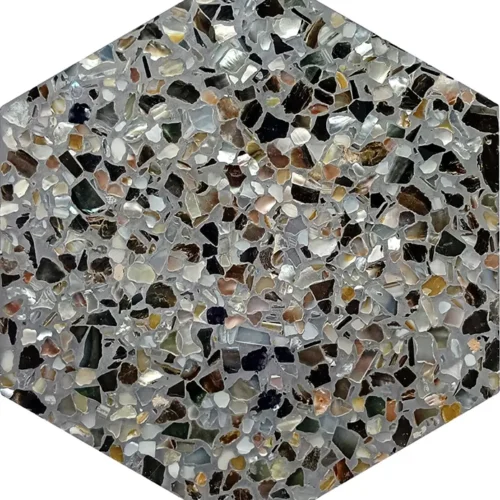 Aquaterra Black Hex 9X7.9 Glossy Shell, Terrazzo tile 0