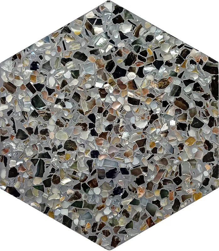 Aquaterra Black Hex 9X7.9 Glossy Shell, Terrazzo tile 0