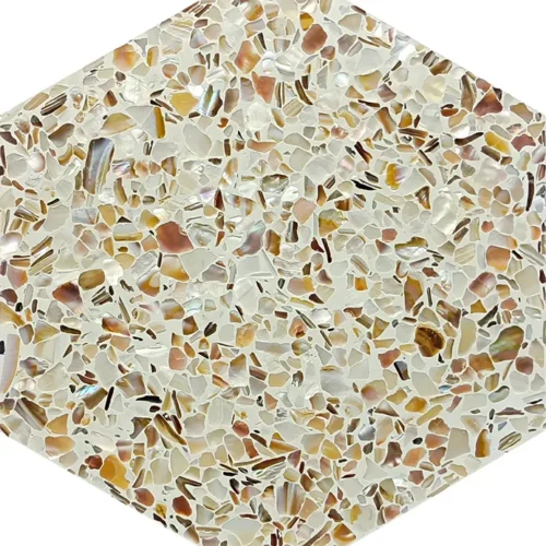 Aquaterra White Hex 9X7.9 Glossy Shell, Terrazzo tile 0