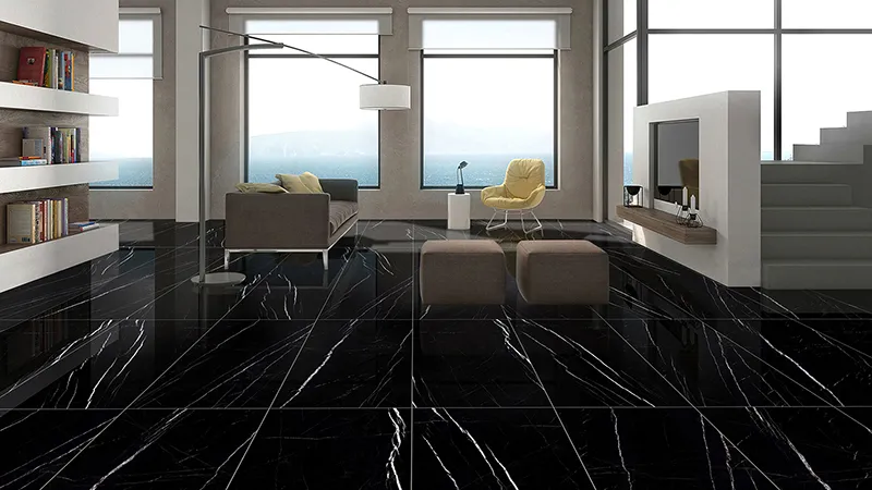 Arya Nero Marquina 24X48 23.6X47.2 Polished Porcelain Tile 2