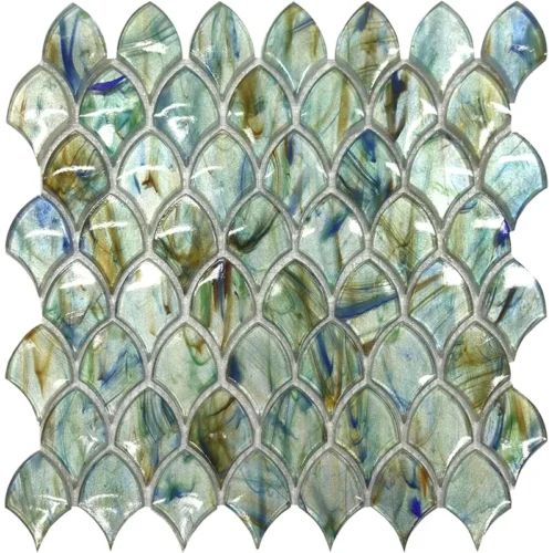 Seafoam Scale 1.5X2.15 Glossy Glass Mosaic 0