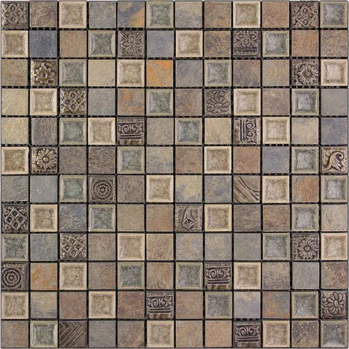 Blend Cypress 0.9X0.9 Glossy, Foiled Resin, Stone, Ceramics Mosaic 0