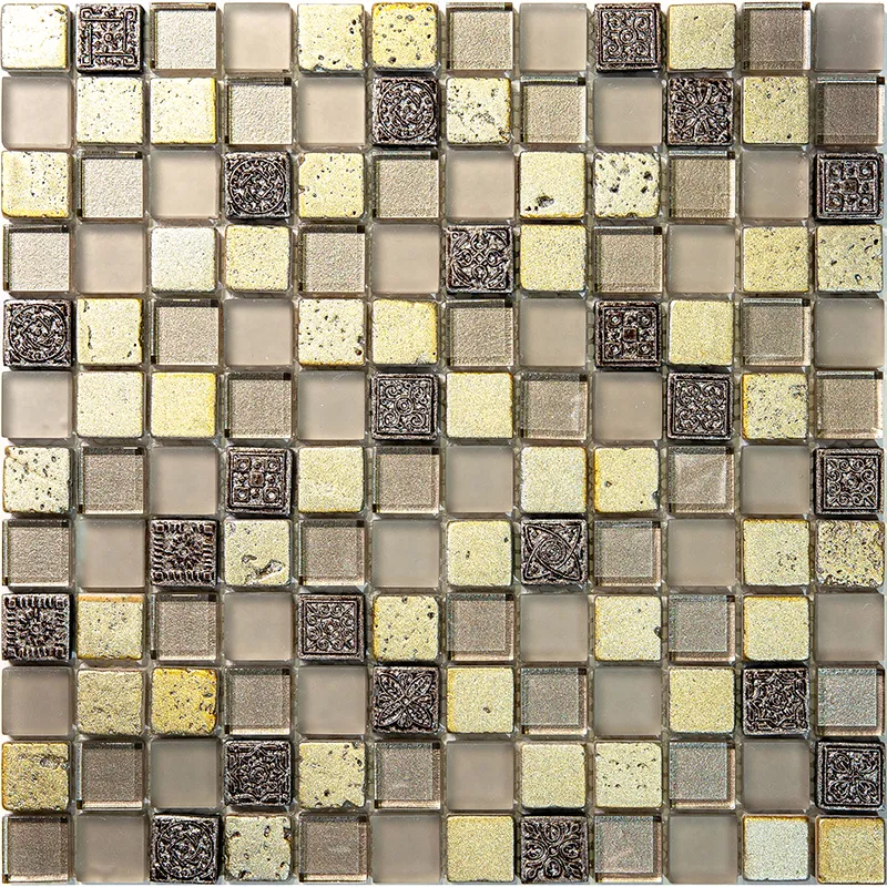 Alder 0.9X0.9 Glossy, Foiled Glass, Resin, Stone Mosaic 0