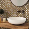 Amsterdam Gold 0.9X0.9+1.5X1.5 Polished, Matte, Textured Glass, Resin, Stone Mosaic 6