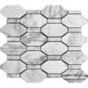 Pacific Rim Carrara 2X4+0.6X2 Polished, Etched Marble Mosaic 1