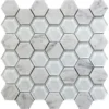 Mantra Carrara 1.9X1.9 Polished, Etched Marble Mosaic 1