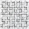 Balinese Carrara 0.8X1 Polished, Etched Marble Mosaic 0