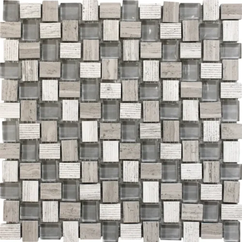 Balinese Wooden Grey 0.8X1 Polished, Etched Marble Mosaic 0