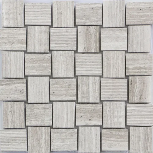 Sumatra Wooden Grey 1.6X1.9 Polished, Etched Marble Mosaic 0