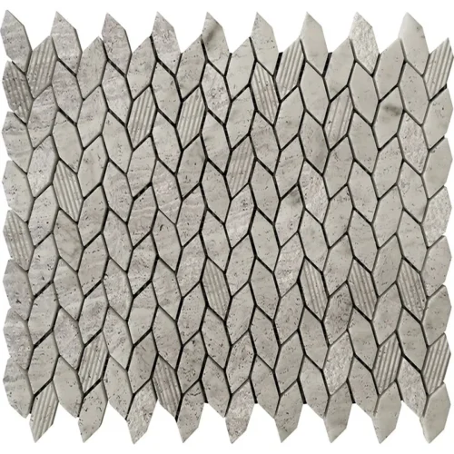 Leaf Wooden Grey 0.4X1.8 Polished, Etched Mosaic 0