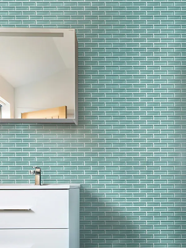 Aqua 1X3 Brick Gloss Glossy Glass mosaic 1