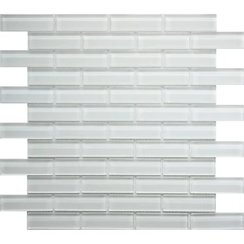 Mirage White 1X3 Brick Gloss Glossy Glass mosaic 0